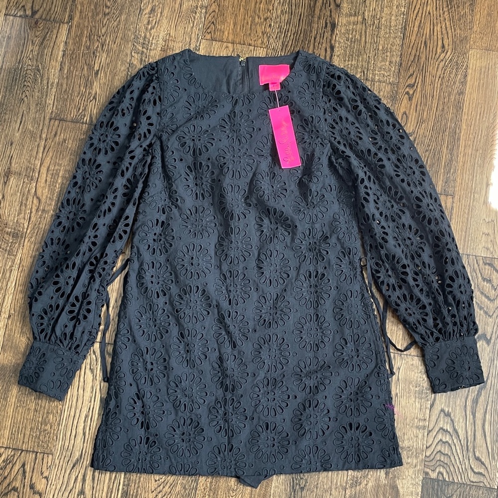 Lilly Pulitzer Black Eyelet Mini Dress NWT